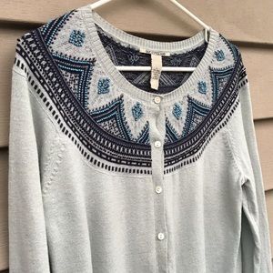 Lucky Brand Light  Green Beaded Cardigan, Size L